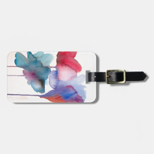 Etiqueta De Bagagem Design de arte floral moderna de flor da água