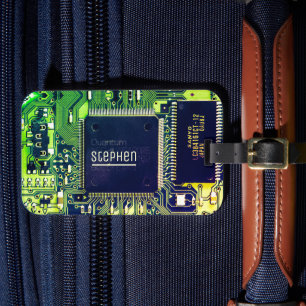 Etiqueta De Bagagem Design de Circuito Impresso Moderno - Adicionar No