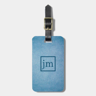 Etiqueta De Bagagem Design de cliente de textura de couro azul