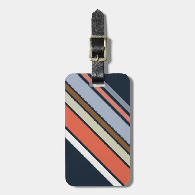 Etiqueta De Bagagem Design de faixas de estilo retrô diagonal (Frente Vertical)