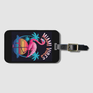 Etiqueta De Bagagem Design de Flamingo de Verão Miami Vibes-63454