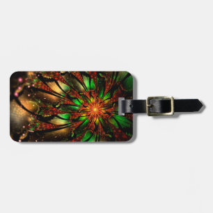 Etiqueta De Bagagem design de flor fractal abstrato.