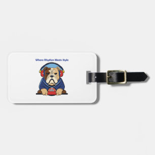 Etiqueta De Bagagem Design de Gráfico Inspirado em Cão e Música