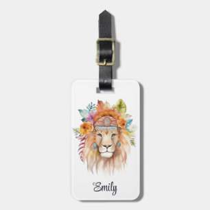 Etiqueta De Bagagem Design de leão hippie-branco