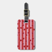 Design de listras vermelhas e rosas com cerejas
