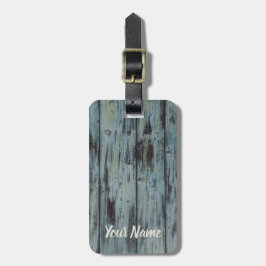 Etiqueta De Bagagem Design de madeira Turquoise presente de Chique de