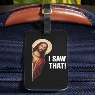 Etiqueta De Bagagem Design de meme cristão engraçado de Jesus "Eu Vi I
