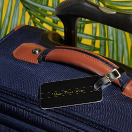 Etiqueta De Bagagem Design de texto simples personalizável dourado e p