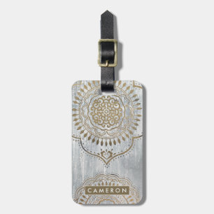 Etiqueta De Bagagem Design Dourado de Mandala