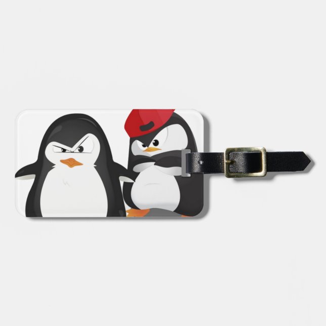 Etiqueta De Bagagem Design engraçado dos pinguins (Frente Horizontal)