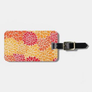 Etiqueta De Bagagem Design floral oriental do vintage vermelho e