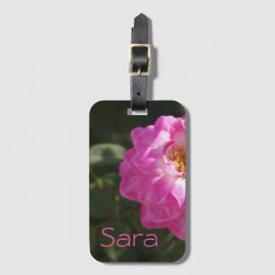 Etiqueta De Bagagem Design Floral Rosa