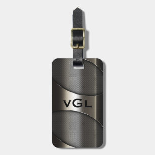 Etiqueta De Bagagem Design geométrico moderno metálico cinzento