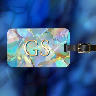 Etiqueta De Bagagem Design Glam Opal, Grande Monograma ou Nome 