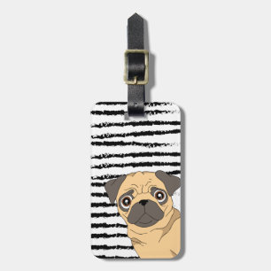 Etiqueta De Bagagem Design Monograma do padrão Cut Pug