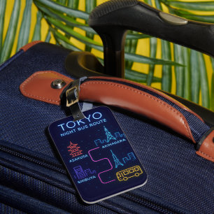Etiqueta de Bagagem Design Neon Rota de Ônibus Not