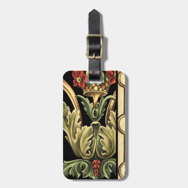 Etiqueta De Bagagem Design Ornamental com Fronteiras Negras (Frente Vertical)