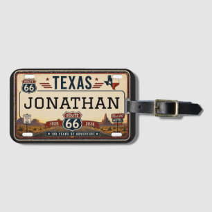 Etiqueta De Bagagem Design Personalizado da Rota 66 do Texas