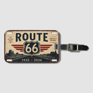 Etiqueta De Bagagem Design Retrô Centenário da Rota 66 Vintage