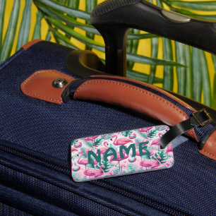 Etiqueta De Bagagem Design tropical Flamingo rosa
