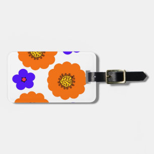 Etiqueta De Bagagem Designs de laranja azul floral