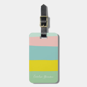 Etiqueta De Bagagem Destino de Viagem Listras Pastel Personalizadas
