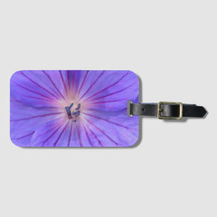 Etiqueta De Bagagem Detalhe azul brilhante colorido da flor do gerâni