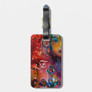 Etiqueta De Bagagem Detalhe de EXCALIBUR, monograma azul roxo vermelho