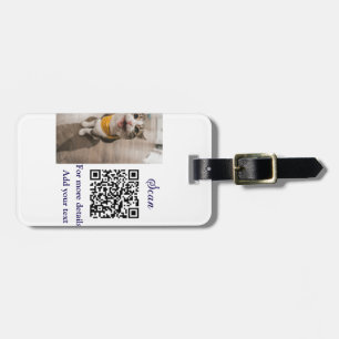 Etiqueta De Bagagem Detalhes simples do nome do animal QR código adici