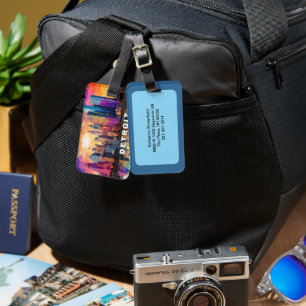 Etiqueta De Bagagem Detroit Skyline Abstrato Art