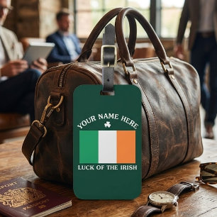 Etiqueta De Bagagem Dia de São Patrício Bandeira da Irlanda Nome Perso