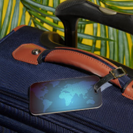 Etiqueta De Bagagem Digital Dot World Map Gradient Art