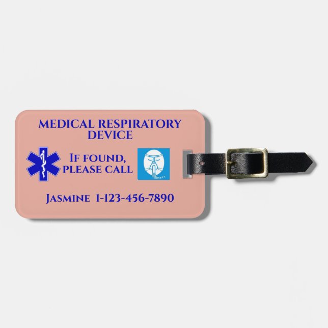 Etiqueta De Bagagem Dispositivo Respiratório Médico Carregar CPAP (Frente Horizontal)