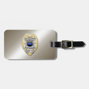 Etiqueta De Bagagem Distintivo Thin Blue Line com Botão no Verso