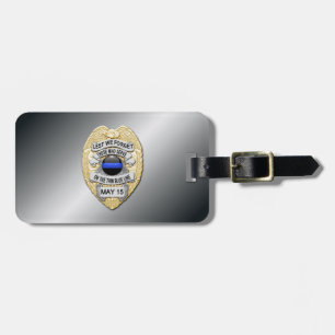 Etiqueta De Bagagem Distintivo Thin Blue Line com Botão no Verso