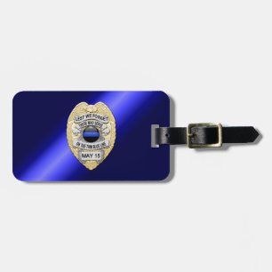 Etiqueta De Bagagem Distintivo Thin Blue Line com Botão no Verso