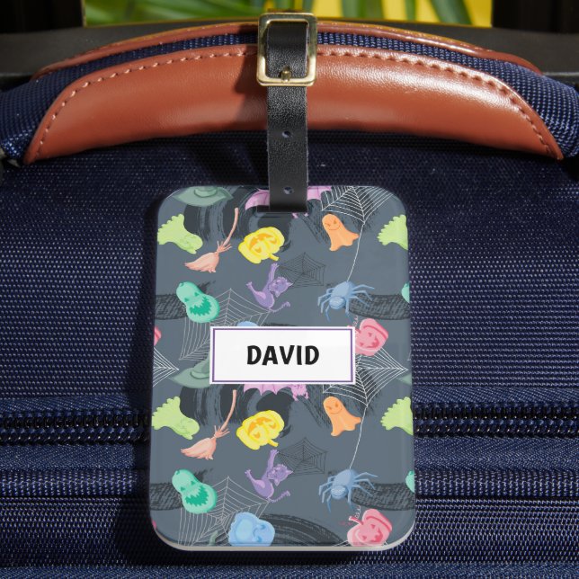 Etiqueta De Bagagem Diversão personalizável do Dia das Bruxas (Frente Insitu 2)