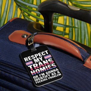 Etiqueta De Bagagem Divertido Respeite Meus Amigos Trans Mês do Orgulh