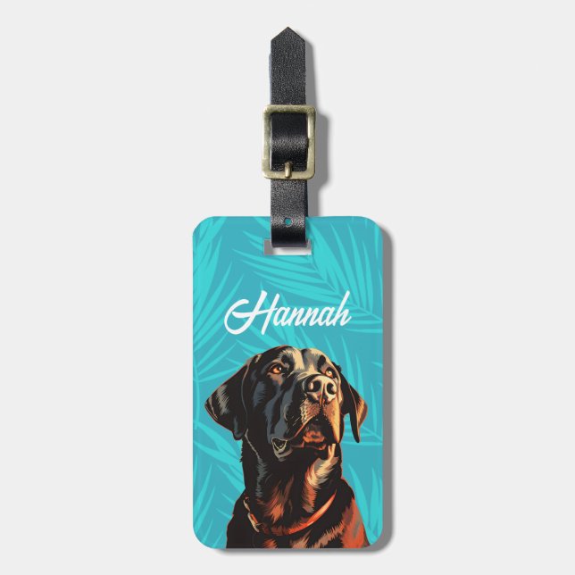 Etiqueta de Bagagem do Labrador Retriever Preto (Frente Vertical)