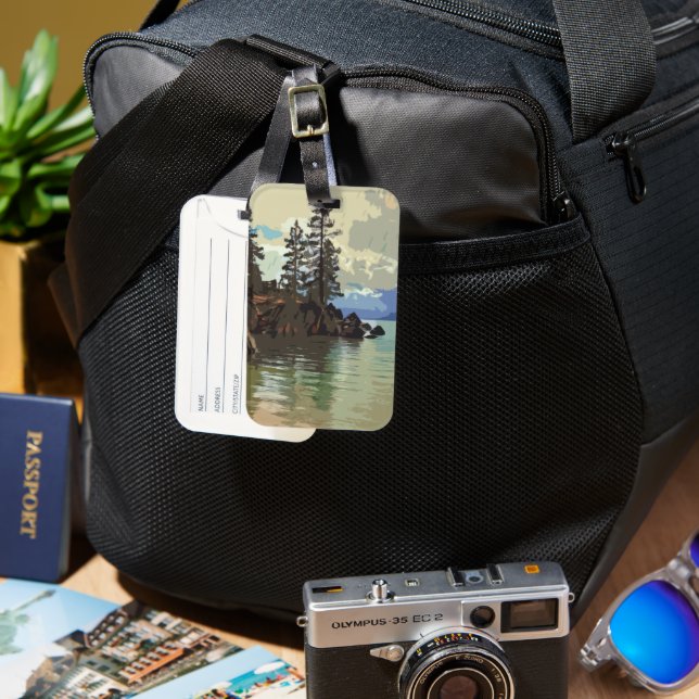 Etiqueta de Bagagem do Lago Tahoe (Frente e Verso)