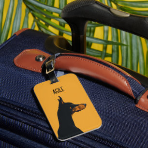 Etiqueta De Bagagem Doberman amarelo
