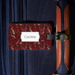 Etiqueta De Bagagem Dodores florais cor-de-rosa e marfim em marrom