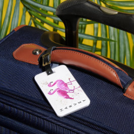 Etiqueta De Bagagem Dois Flamingos - Nome Personalizado