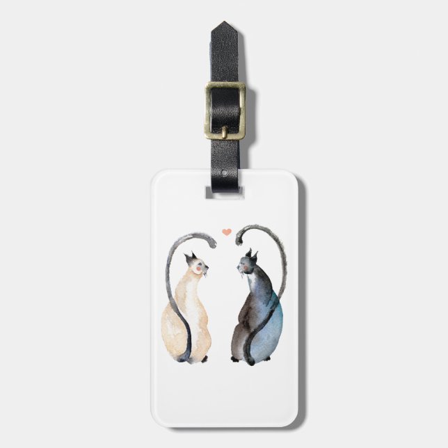 Etiqueta De Bagagem Dois gatos apaixonados (Frente Vertical)