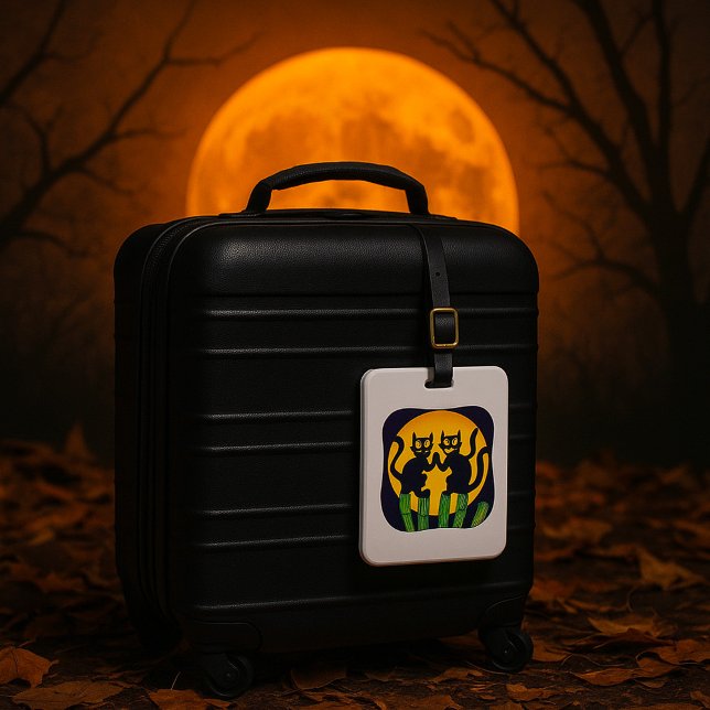 Etiqueta De Bagagem Dois Gatos Pretos (Criador carregado)