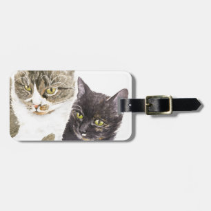 Etiqueta De Bagagem Dois gatos - tabby e tortie