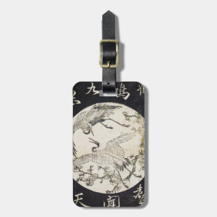 Etiqueta De Bagagem Dois guindastes e ramos Katsukawa SHunsho da