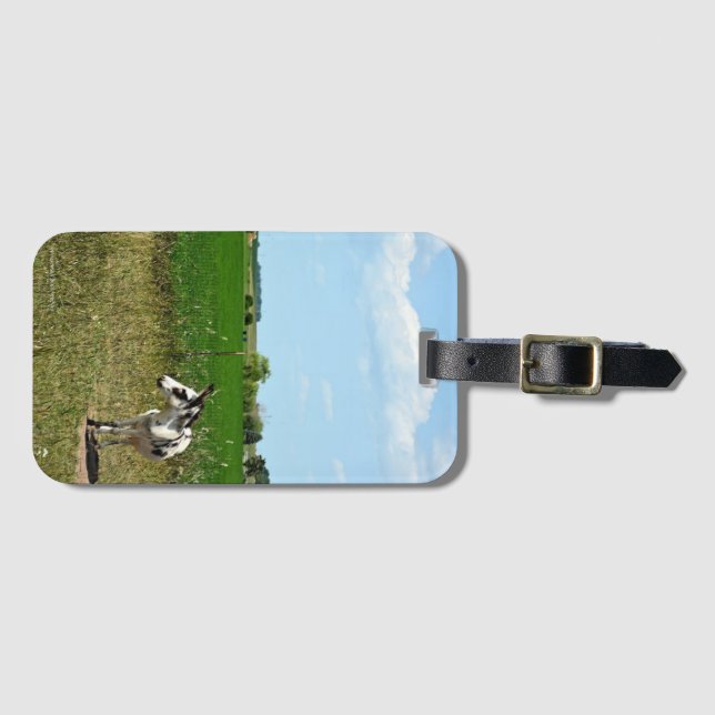 Etiqueta De Bagagem Donkey em um campo (Frente Horizontal)