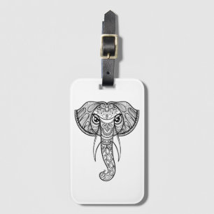 Etiqueta De Bagagem Doodle da cabeça do elefante
