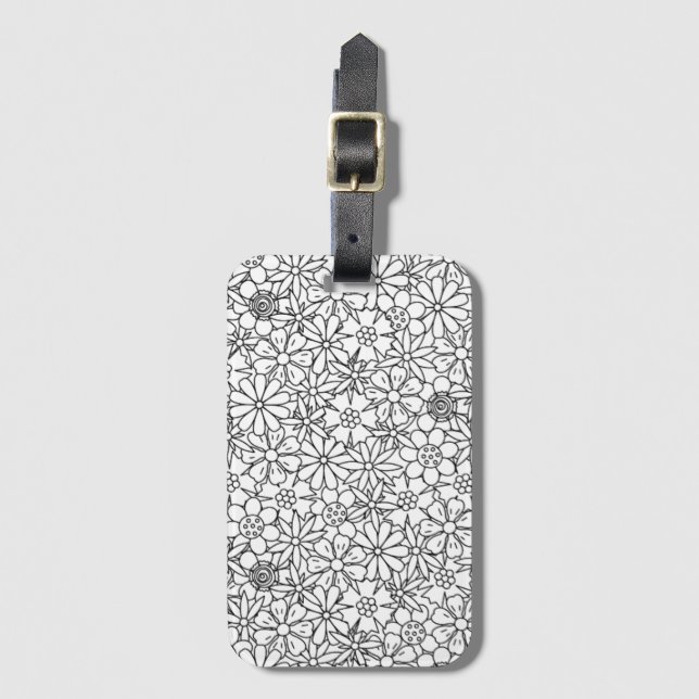 Etiqueta De Bagagem Doodle floral (Frente Vertical)